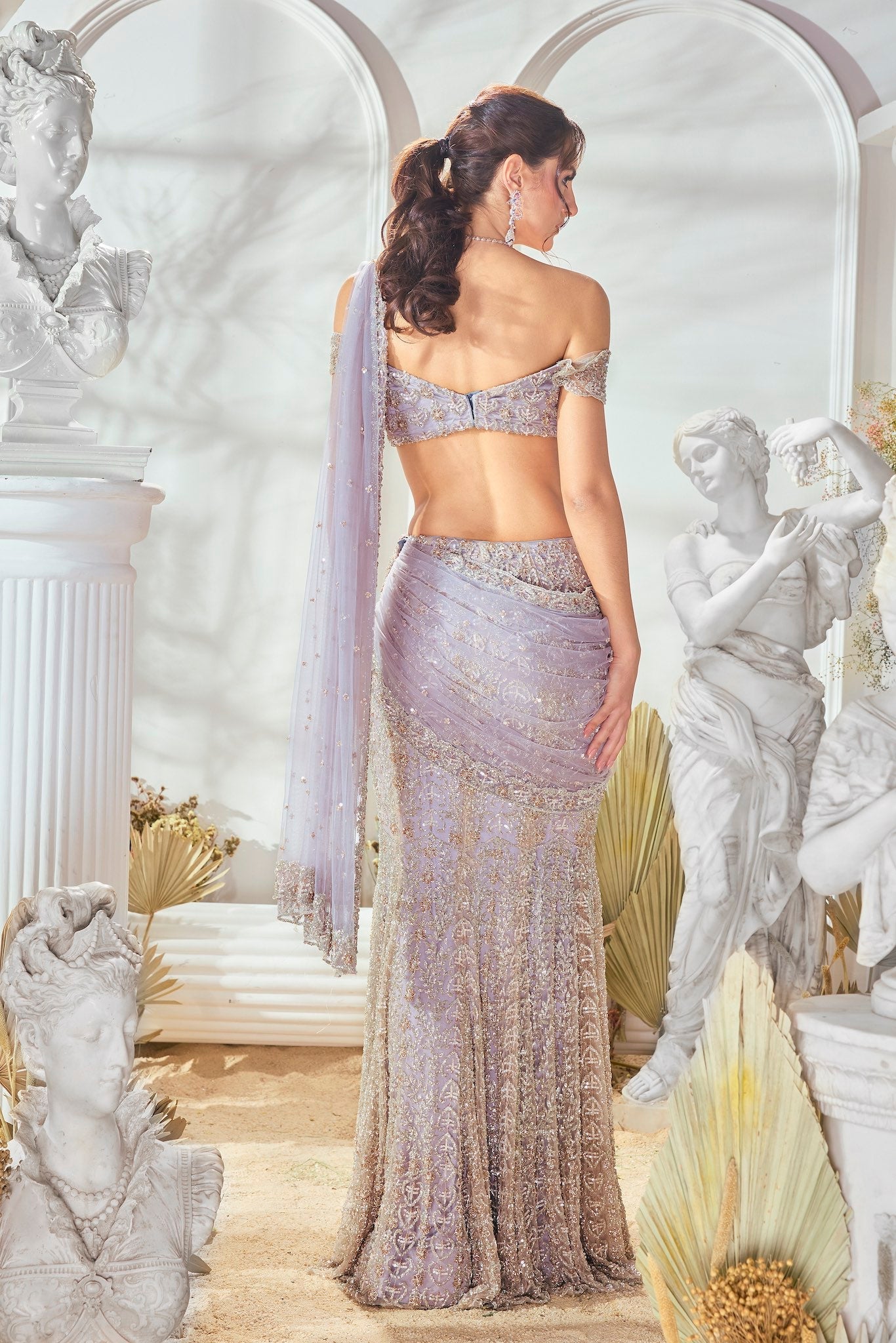 LOVE GREY DRAPE SAREE