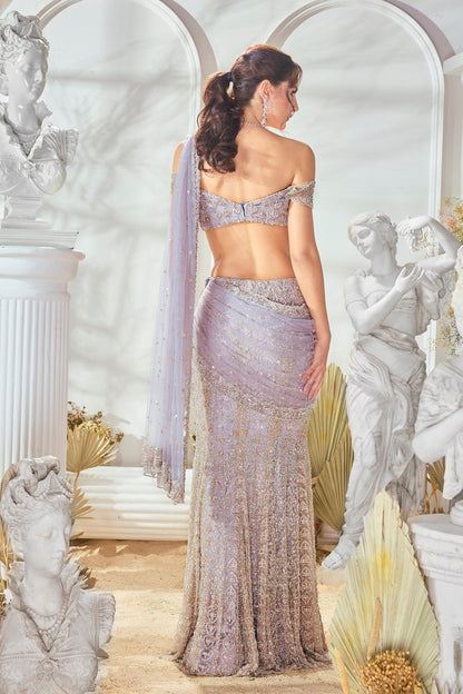 LOVE GREY DRAPE SAREE