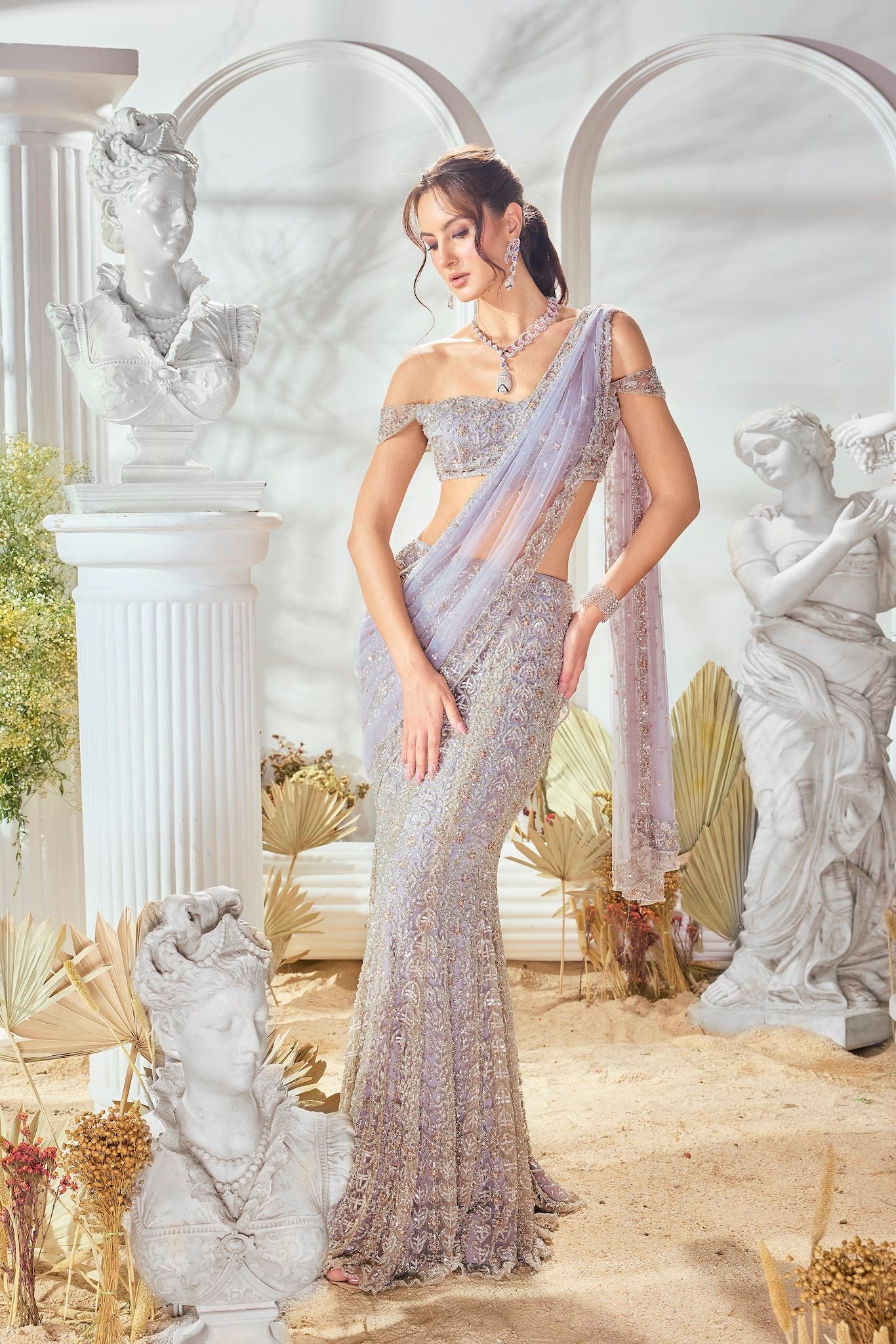 LOVE GREY DRAPE SAREE