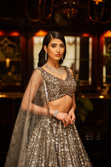 surabhi chopra label silver lehenga
