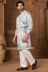 Mint Watercolour French Knot Kurta Set