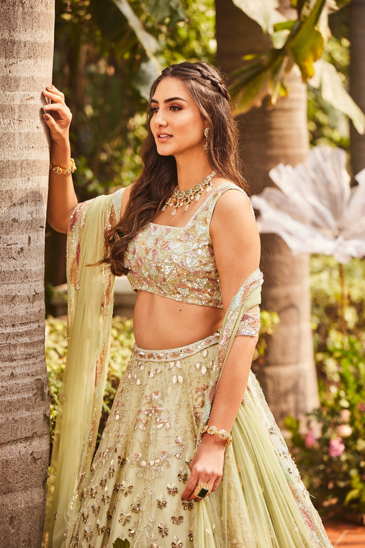 surabhi chopra green lehenga