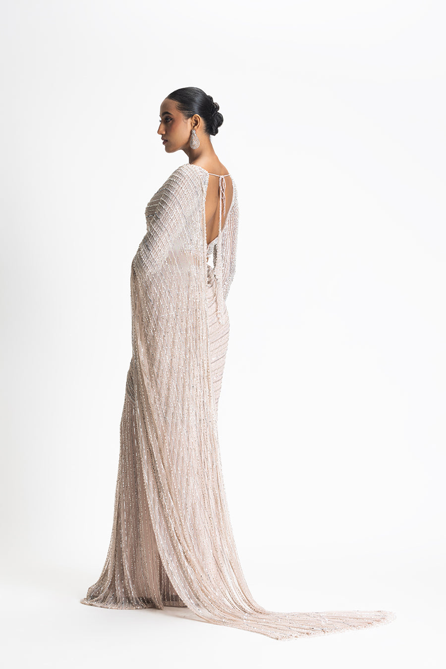 BLUSH NET DRAPED SAREE