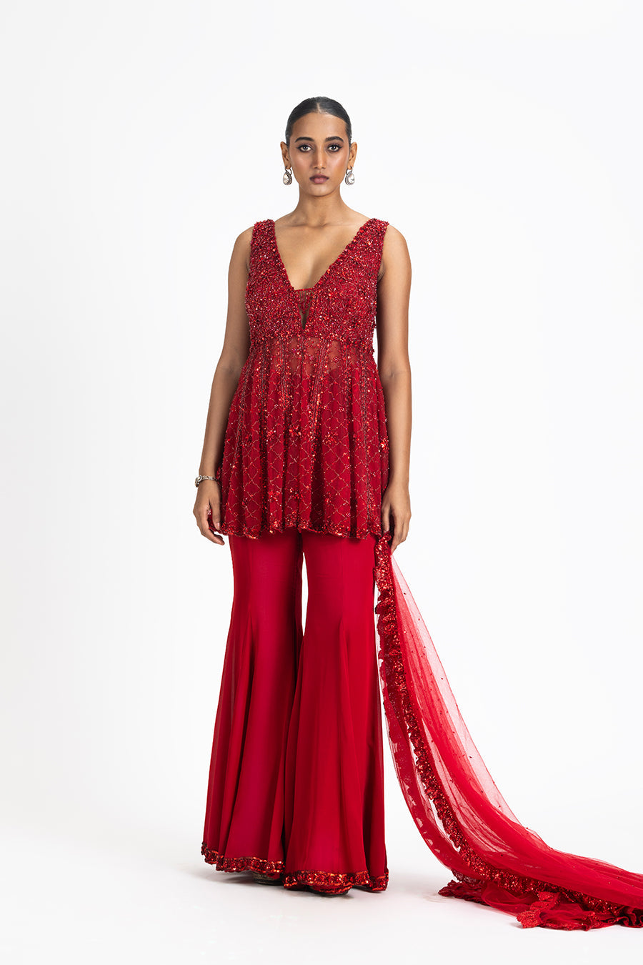 RED SHARARA SET