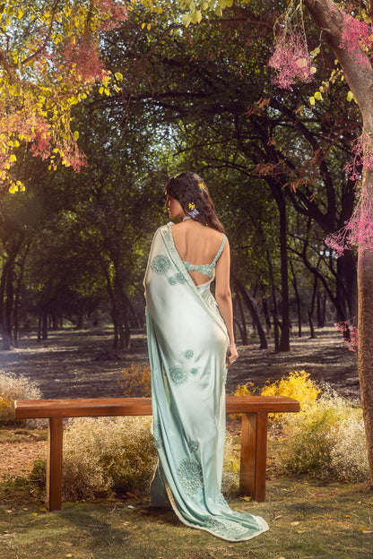 Aqua Blue Ombre Saree