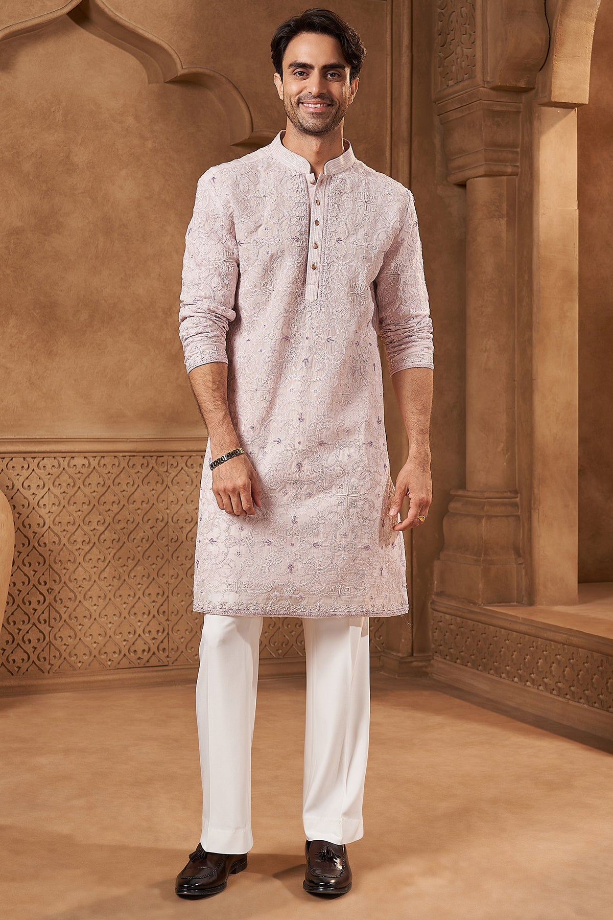 Off-White Organza Ornamental Kurta Set