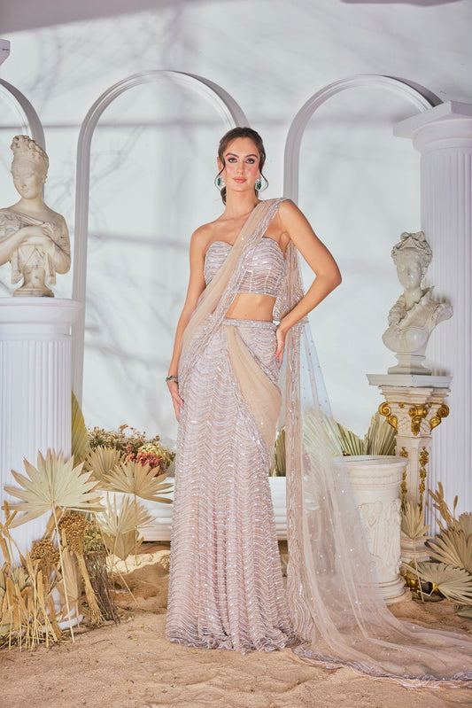 IVORY DRAPE SAREE