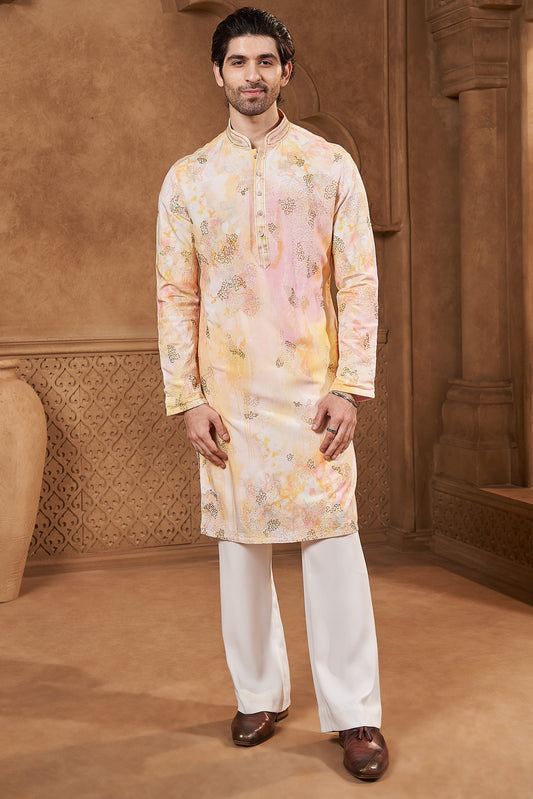Pastel Watercolour French Knot Kurta Set