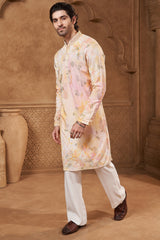 Pastel Watercolour French Knot Kurta Set