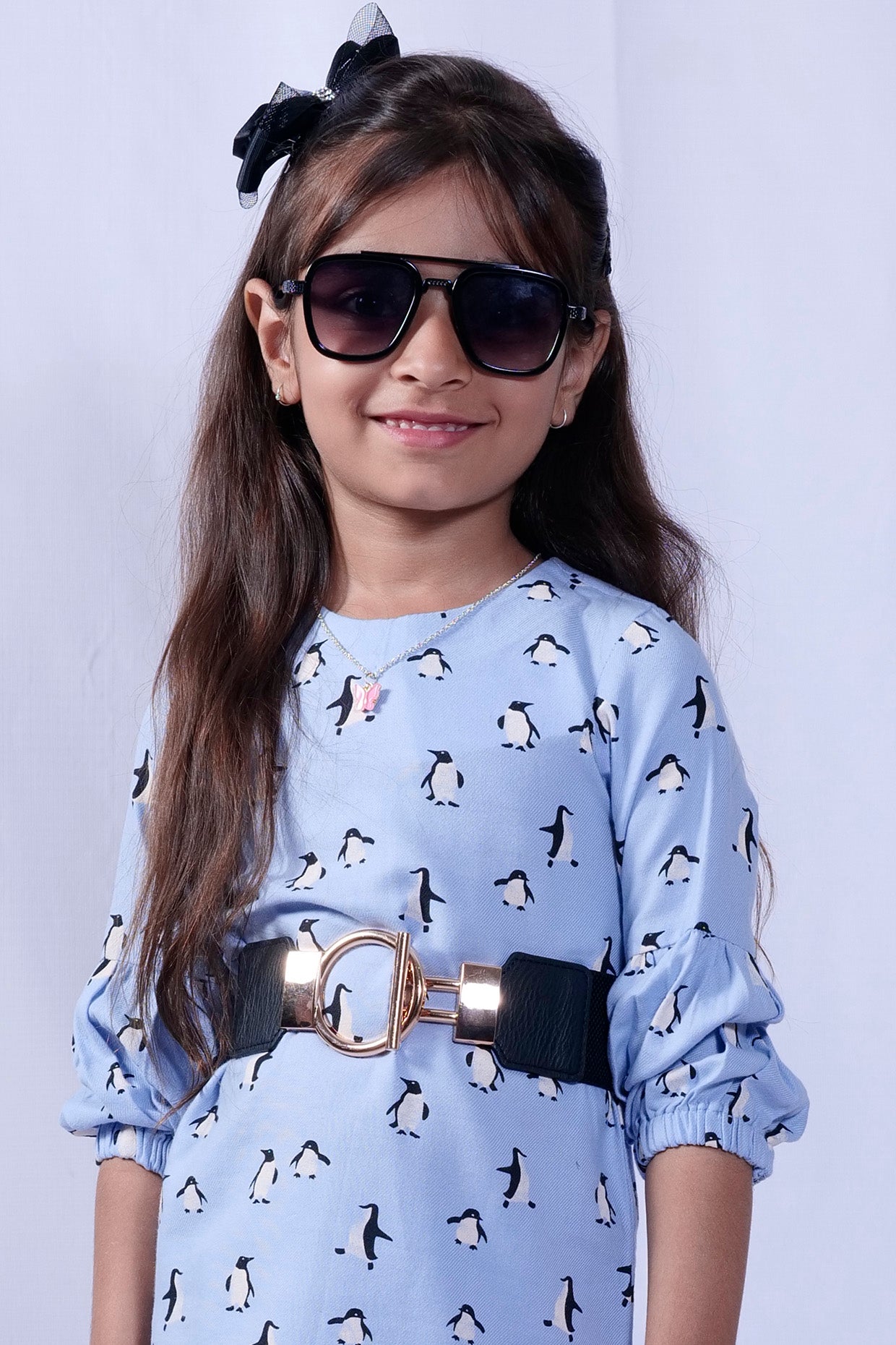 Powder Blue Printed Shift Dress For Girls by Pankhuri by Priyanka - Kids at Pernia's Pop Up Shop
