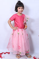 Pink Hand Printed Skirt Set For Girls by Pankhuri by Priyanka - Kids at Pernia's Pop Up Shop
