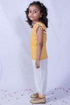 Turmeric Yellow Pant Set For Girls by Pankhuri by Priyanka - Kids at Pernia's Pop Up Shop
