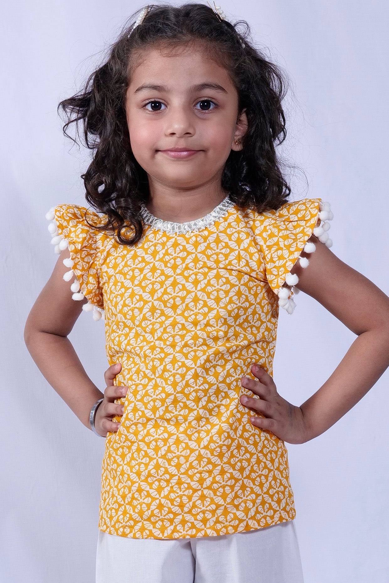 Turmeric Yellow Pant Set For Girls by Pankhuri by Priyanka - Kids at Pernia's Pop Up Shop