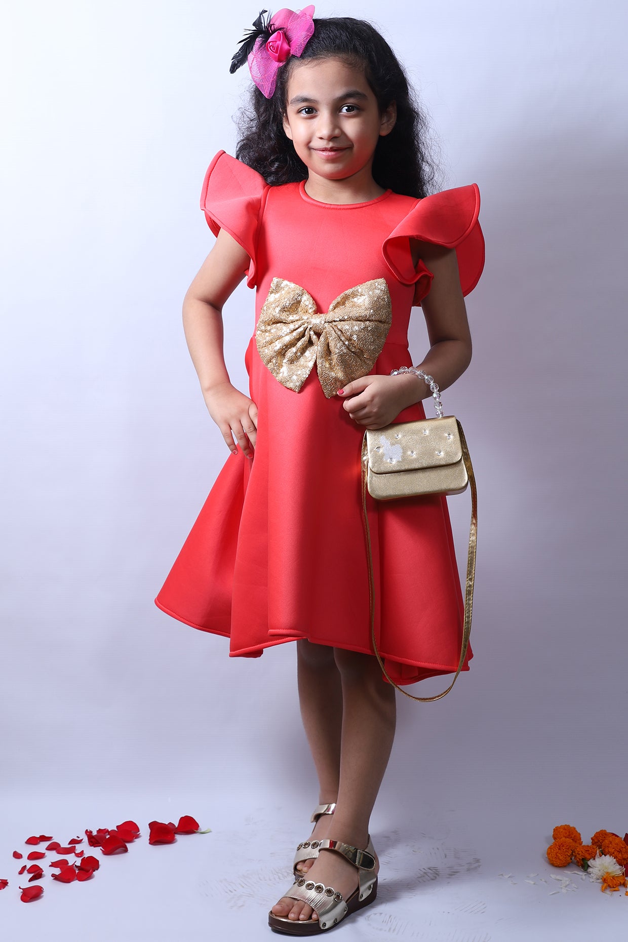 Peach Scuba Frock For Girls by Pankhuri by Priyanka - Kids at Pernia's Pop Up Shop