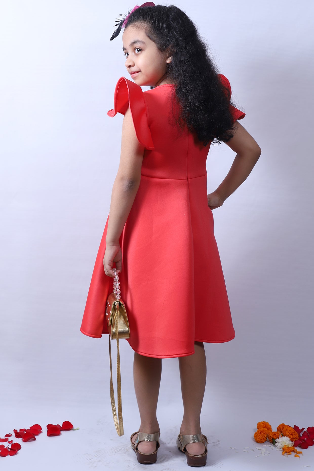 Peach Scuba Frock For Girls by Pankhuri by Priyanka - Kids at Pernia's Pop Up Shop