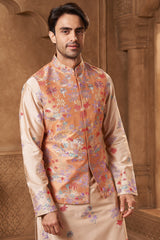 Peach Raw Silk Tropical Bundi Set