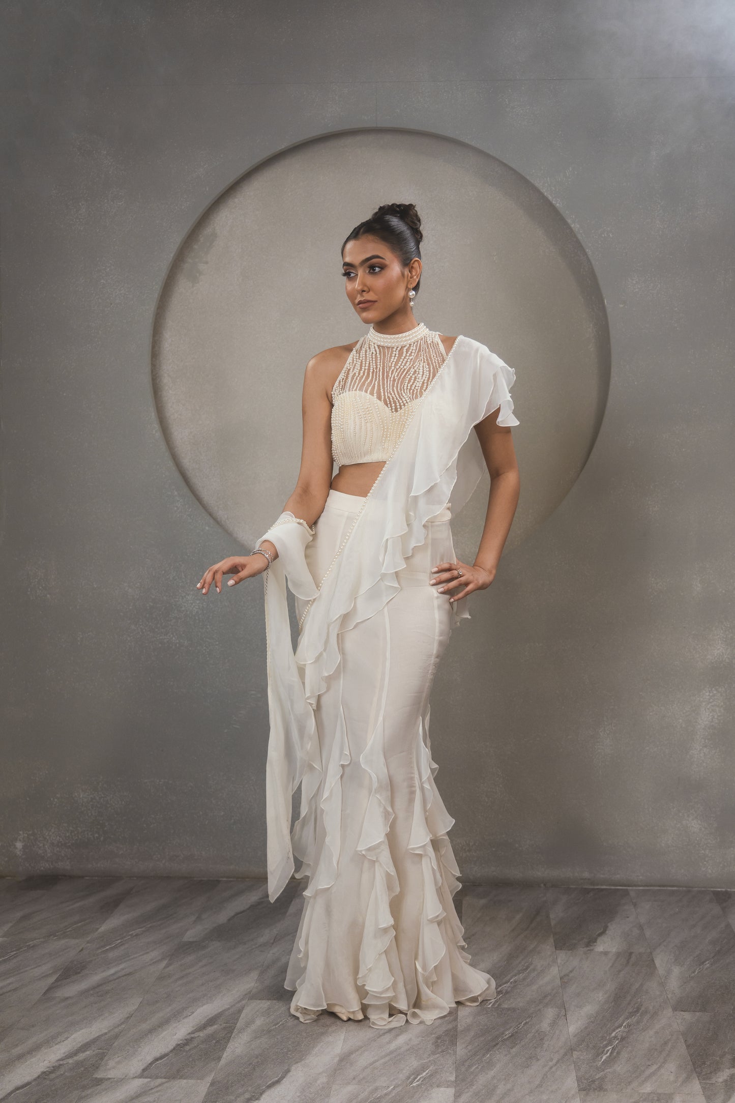 Pearl Ruffle Saree