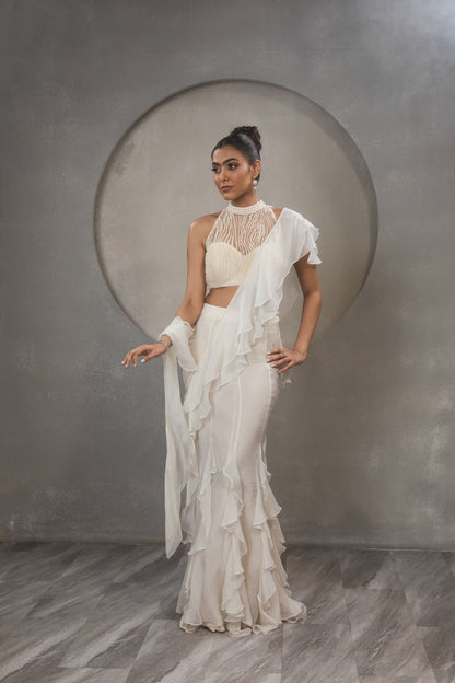 Pearl Ruffle Saree