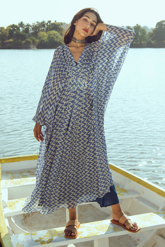 HAZEL KAFTAN – INDIGO ZIGZAG