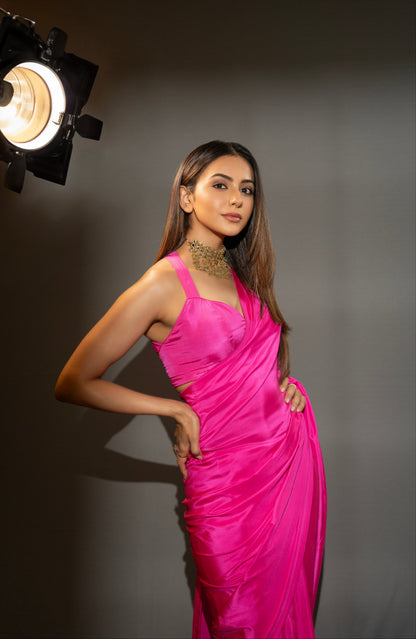 Handwoven Ekaya Pink Silk Saree