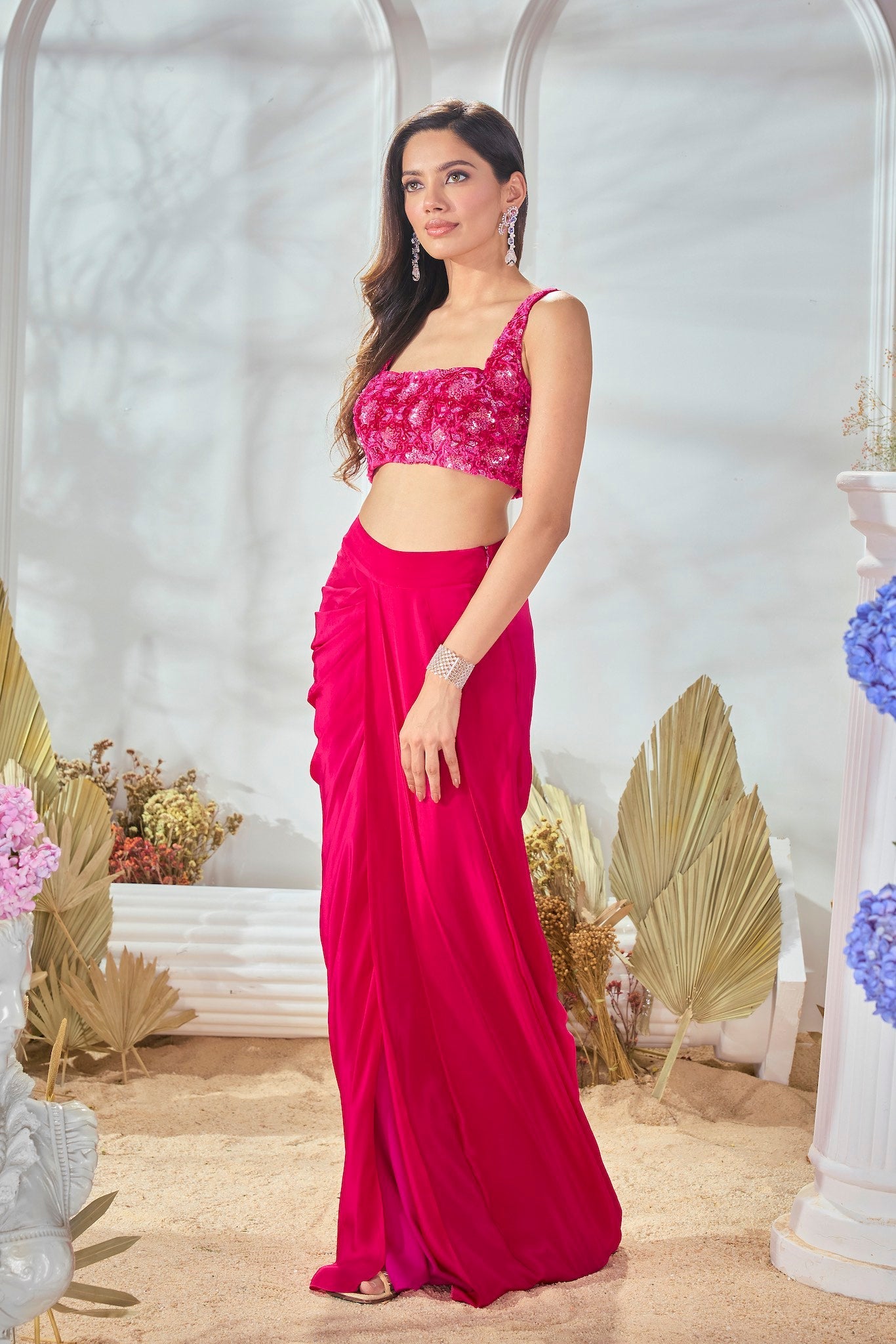 PINK THREADWORK DRAPE