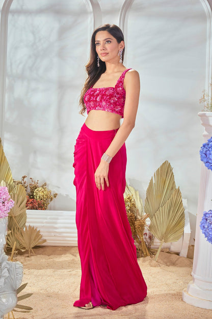 PINK THREADWORK DRAPE