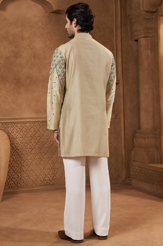 Pistachio Chanderi Mirror Work Kurta Set