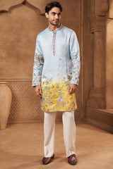 Powder Blue Ombre Floral Kurta Set