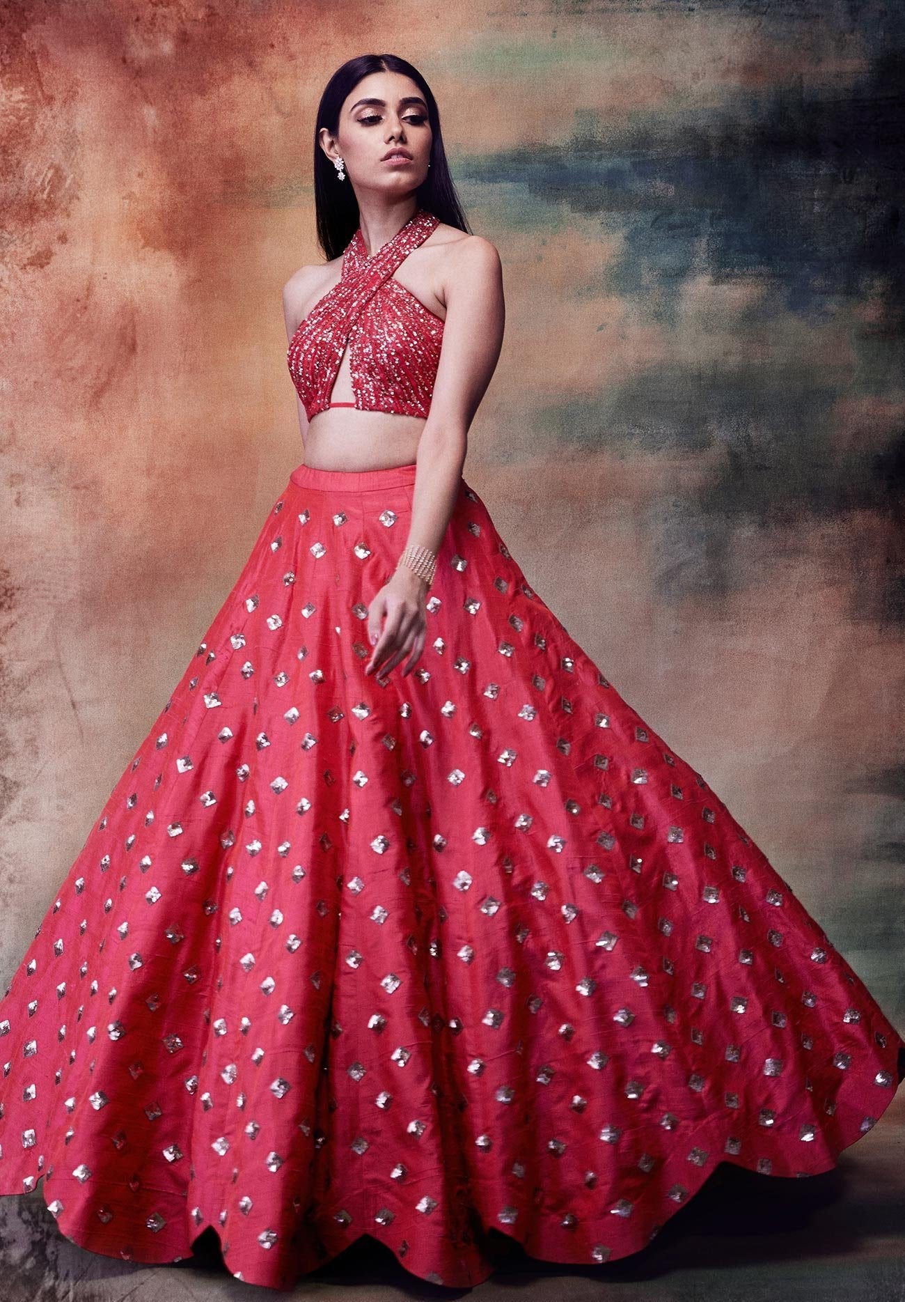 Halter Drape Crop Top &amp; Skirt Set