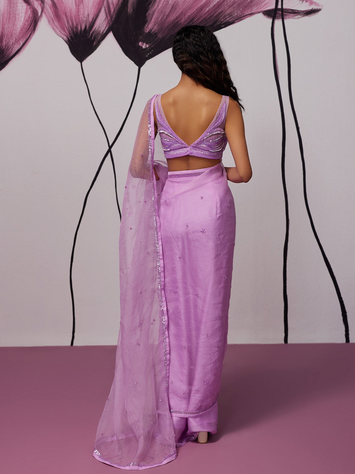 Angel Purple Draped Saree Set