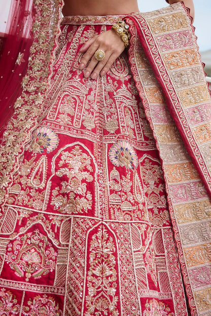 MIRA RED BRIDAL LEHENGA
