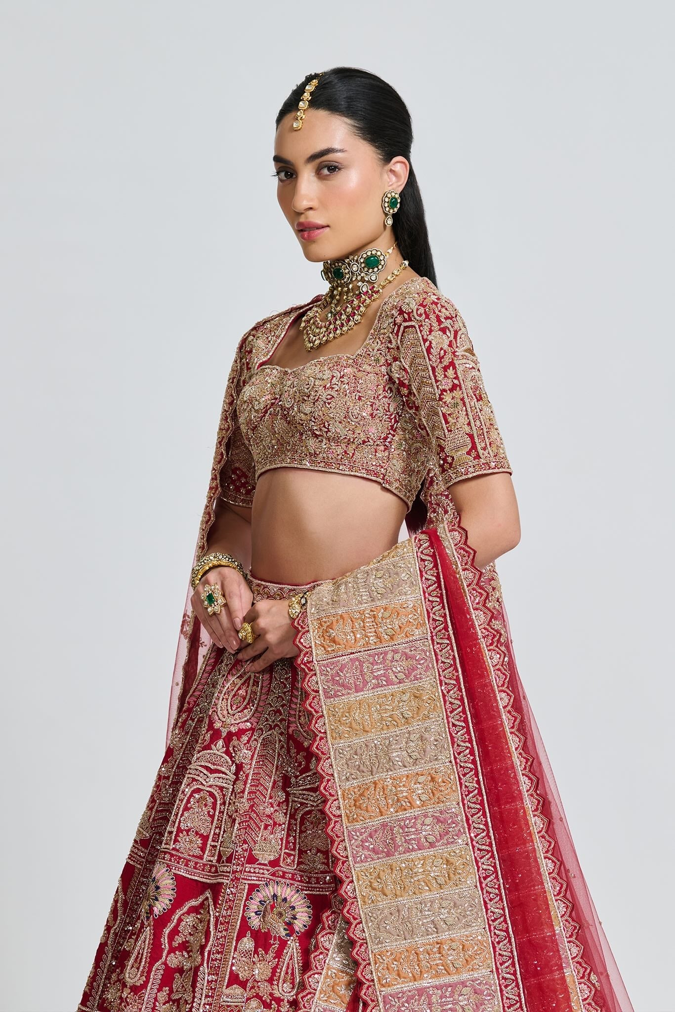 MIRA RED BRIDAL LEHENGA