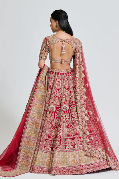 MIRA RED BRIDAL LEHENGA