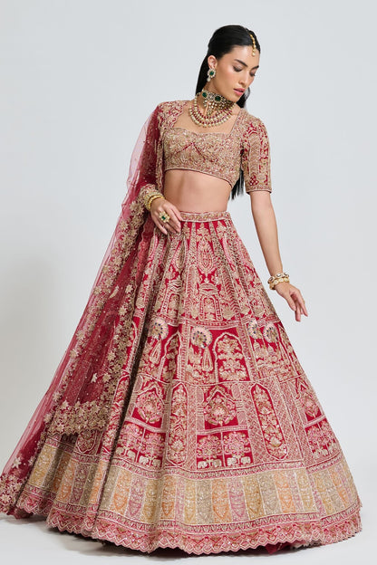 MIRA RED BRIDAL LEHENGA