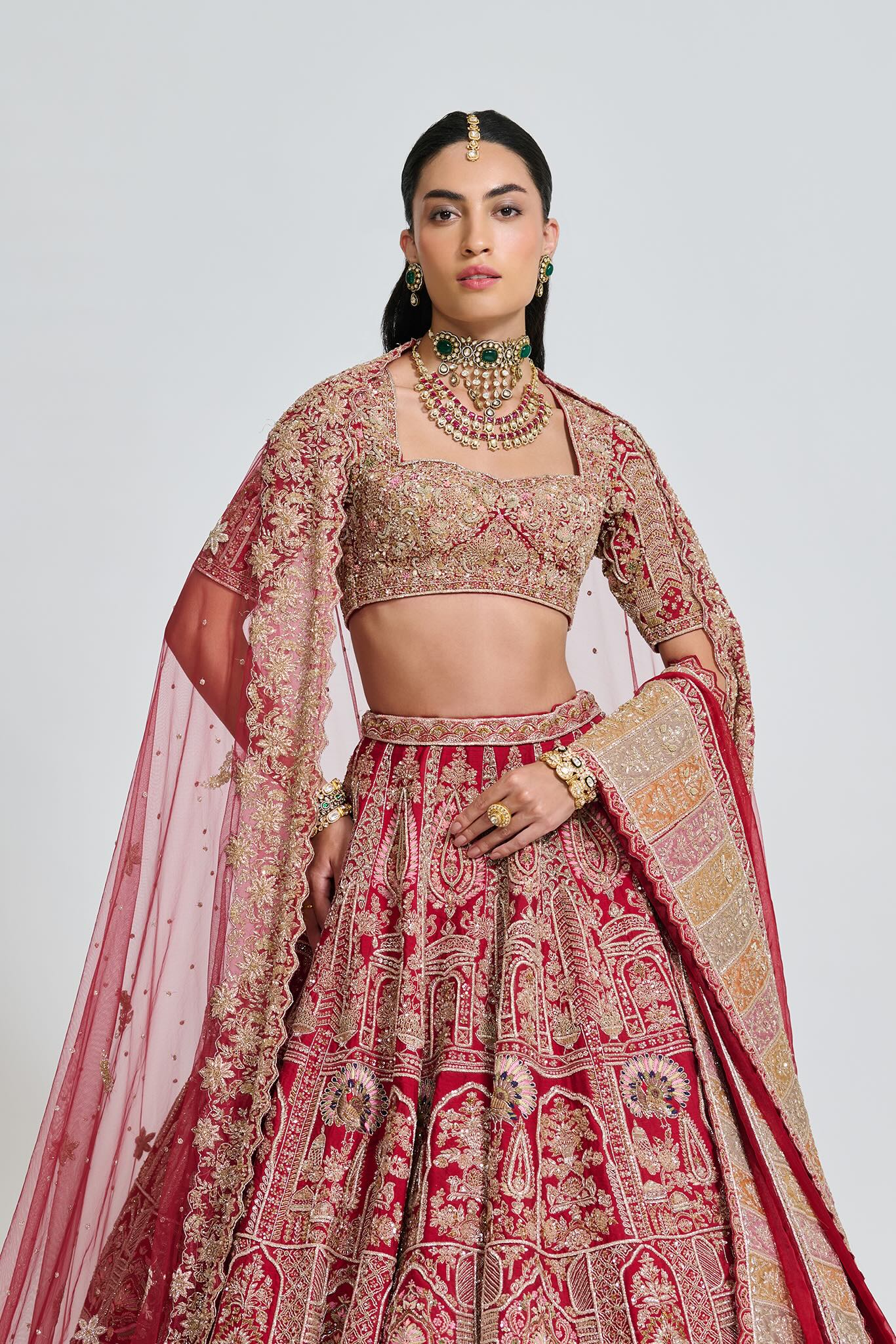 MIRA RED BRIDAL LEHENGA