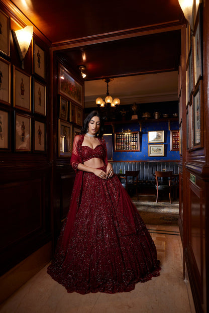 red wedding lehenga