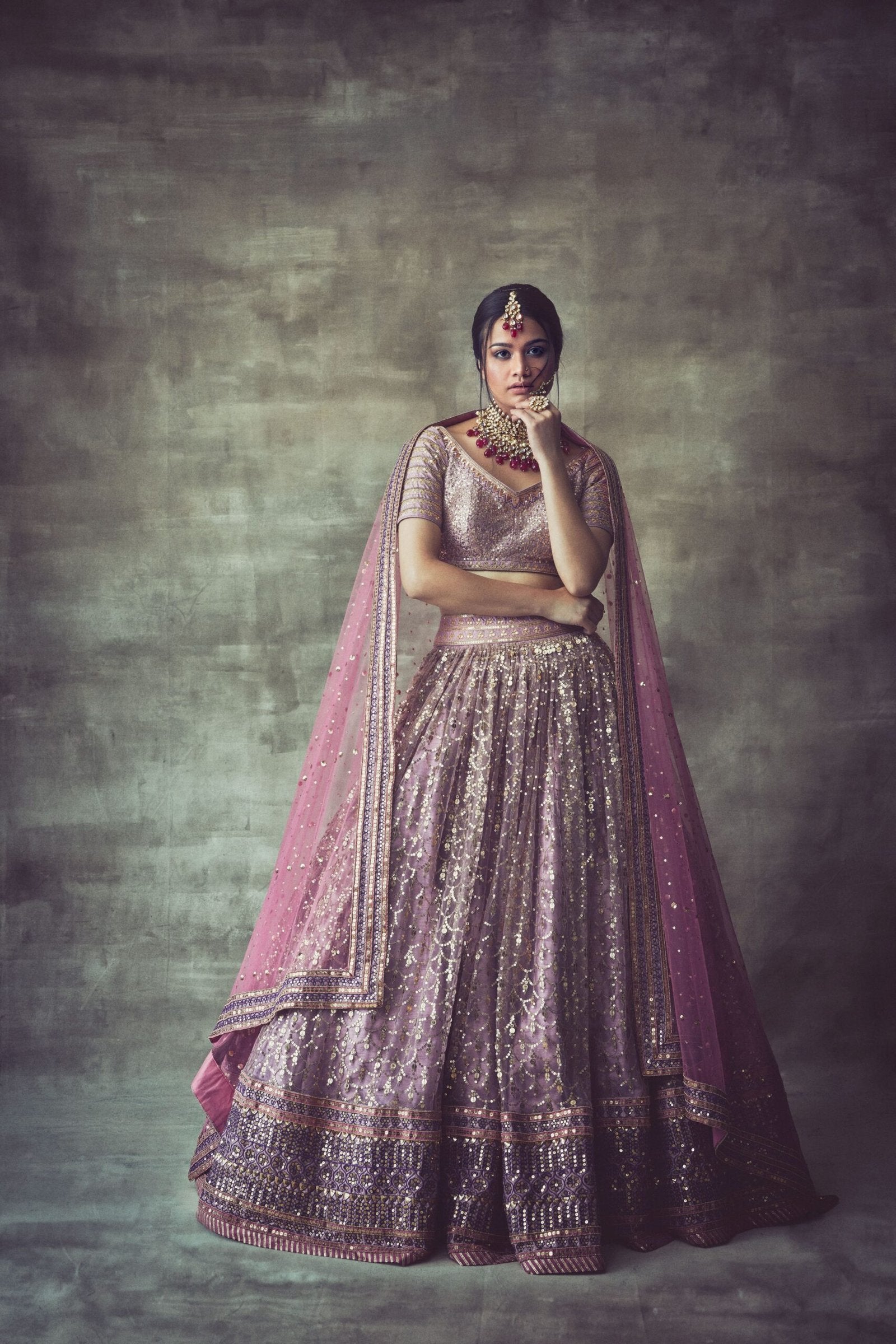 Lavender Scallop Lehenga Set