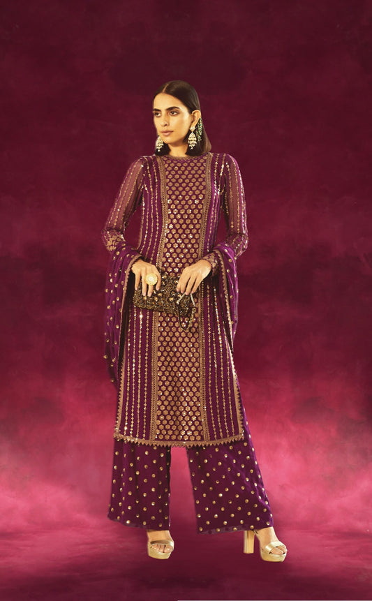 Purple Kurta Palazzo Set