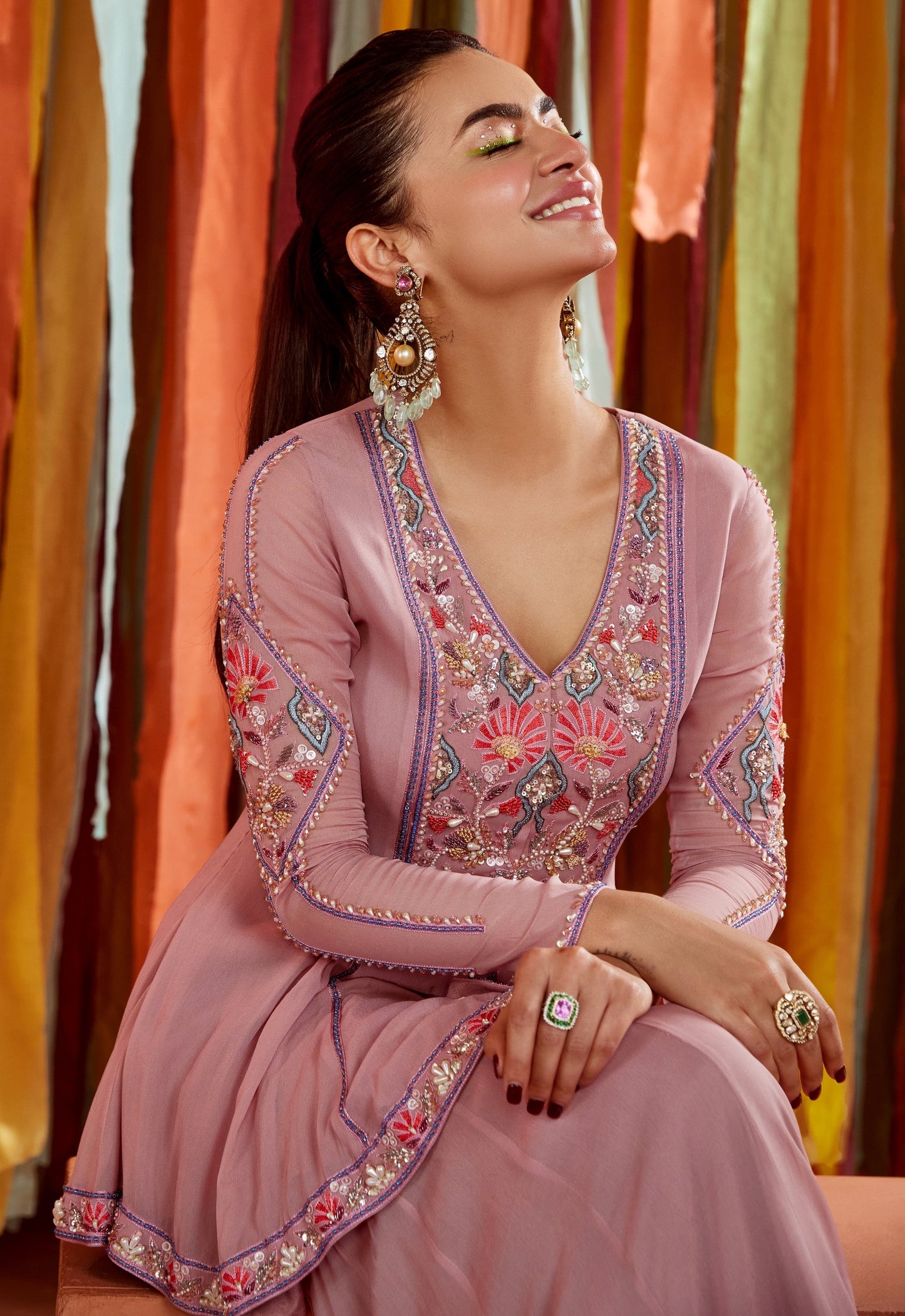 MAUVE A LINE KURTA AND SHARARA SET