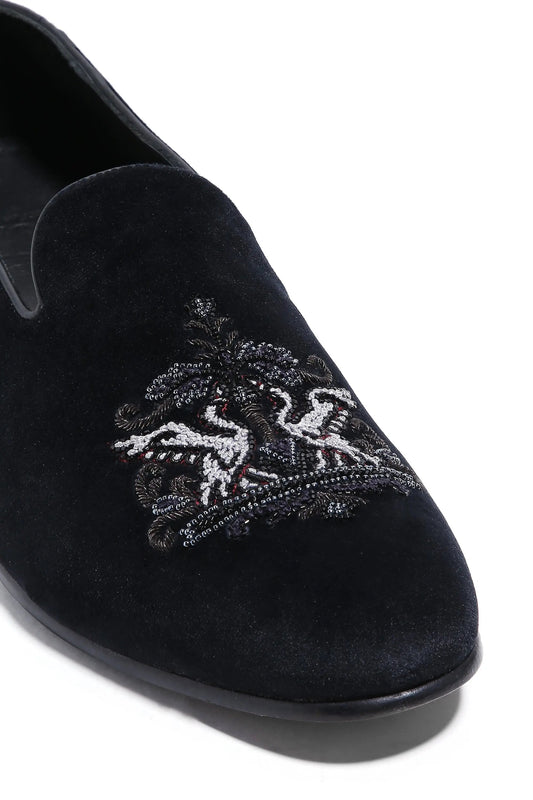 Crowned Swan Velvet Elegance Slip-Ons - Asuka Couture