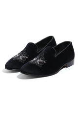 Crowned Swan Velvet Elegance Slip-Ons - Asuka Couture