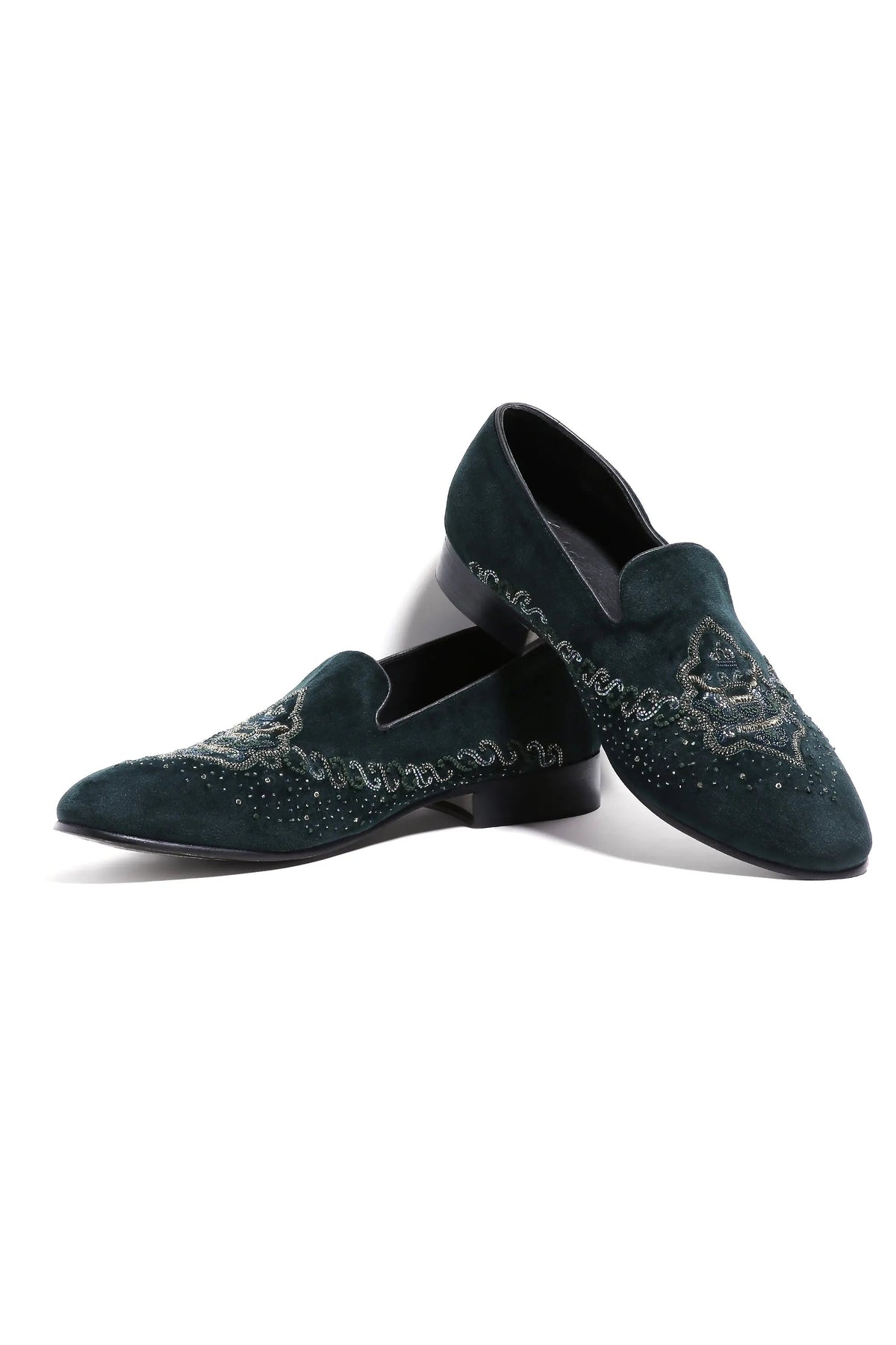 Regal Emerald Emblem Slip-Ons - Asuka Couture