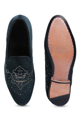 Regal Emerald Emblem Slip-Ons - Asuka Couture