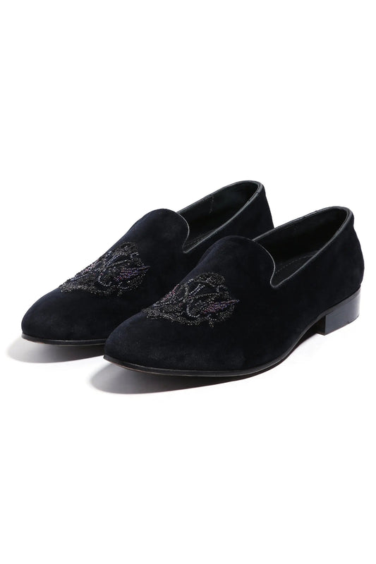 Noir Opulence Velvet Slip-Ons - Asuka Couture