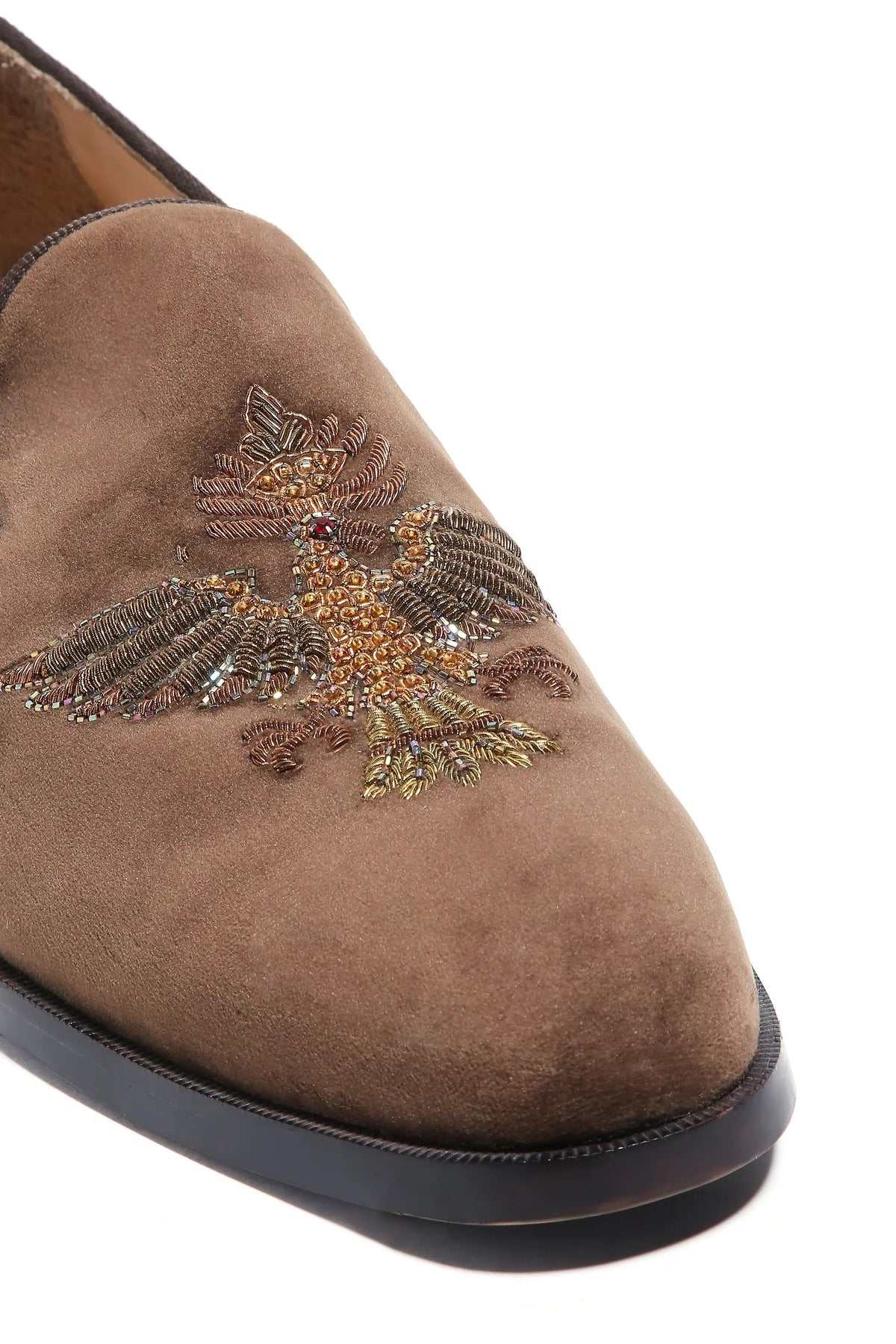Falcon Crest Tan Velvet Slip-Ons - Asuka Couture