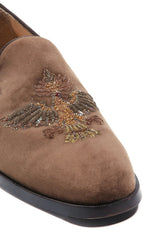 Falcon Crest Tan Velvet Slip-Ons - Asuka Couture