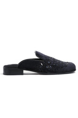 Midnight Geometry Velvet Mules - Asuka Couture