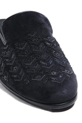 Midnight Geometry Velvet Mules - Asuka Couture