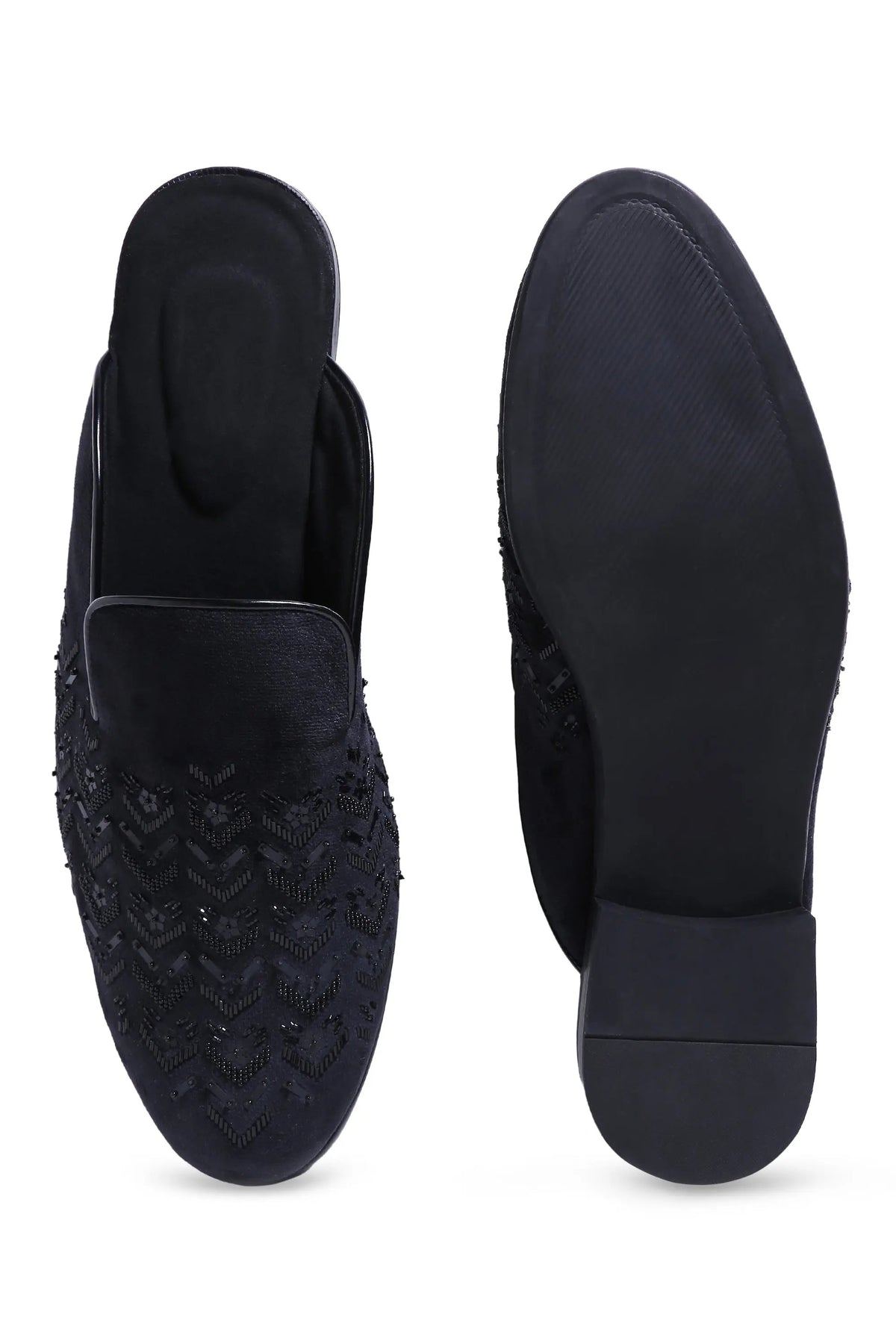 Midnight Geometry Velvet Mules - Asuka Couture