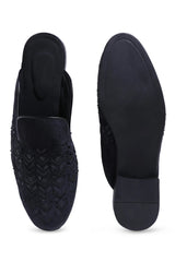Midnight Geometry Velvet Mules - Asuka Couture
